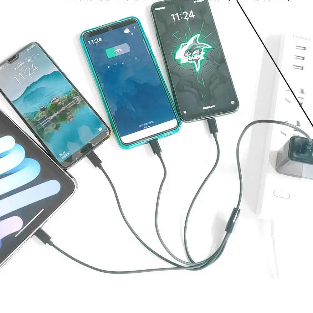 1 PC 멀티 4 In 1 충전 케이블 유형 C - 4 유형 C 와이어 USB C 분배기 케이블(휴대폰용)