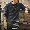 Maden Vertical Stripe Sweater O-Neck Slim Fit Men’s Retro Knitted Pullover Patch Stitching Design Classic Sweaters Men Clothing 3