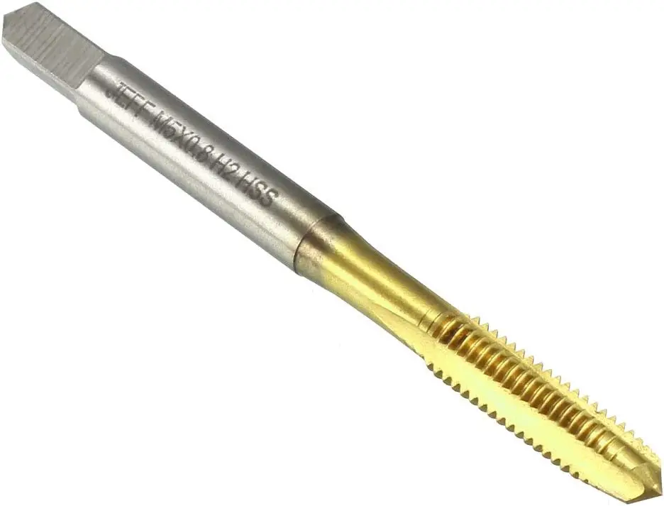 

Metric Machine Tap M2 x 0.4mm H2 Titanium Coated (Ti-Coated) High Speed Steel 3 Straight Flutes Screw Thread Tapping Threading M