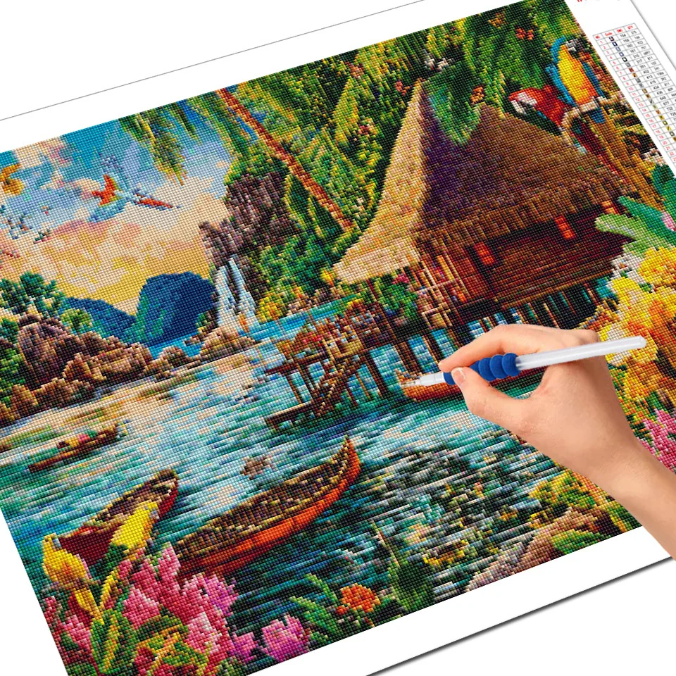 Evershine 5D Diamond Mosaic Seaside Garden Scenery Diamond Painting Lake Full Square Round Drill Cross Stitch Crafts diamond painting diamond art painting kit diamond painting set