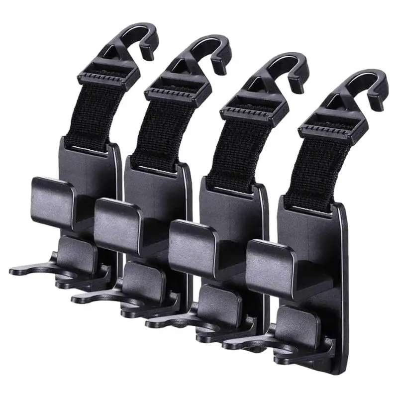 

4pcs Car Backseat Hooks Universal Semi Open Hooks For Headrest Storage Organizer Purse Holder For Car For Umbrella Handbag