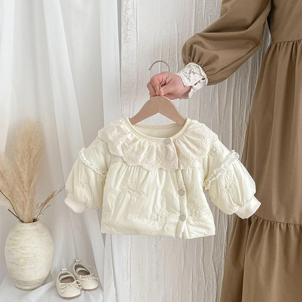 Description Picture 4 of itemMILANCEL Winter Baby Girls Clothes Peter Pan Collar Baby Girls Parkas Fur Lining Kids Warm Jacket