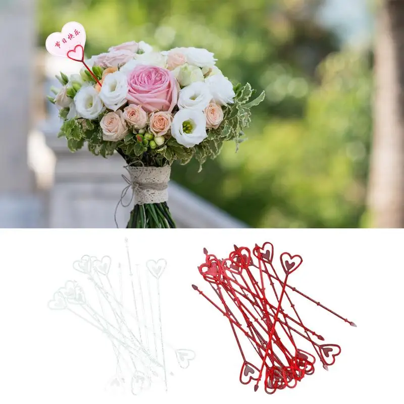 Heart shaped greeting card holder flower picks clip card holder romantic floral arrangement
