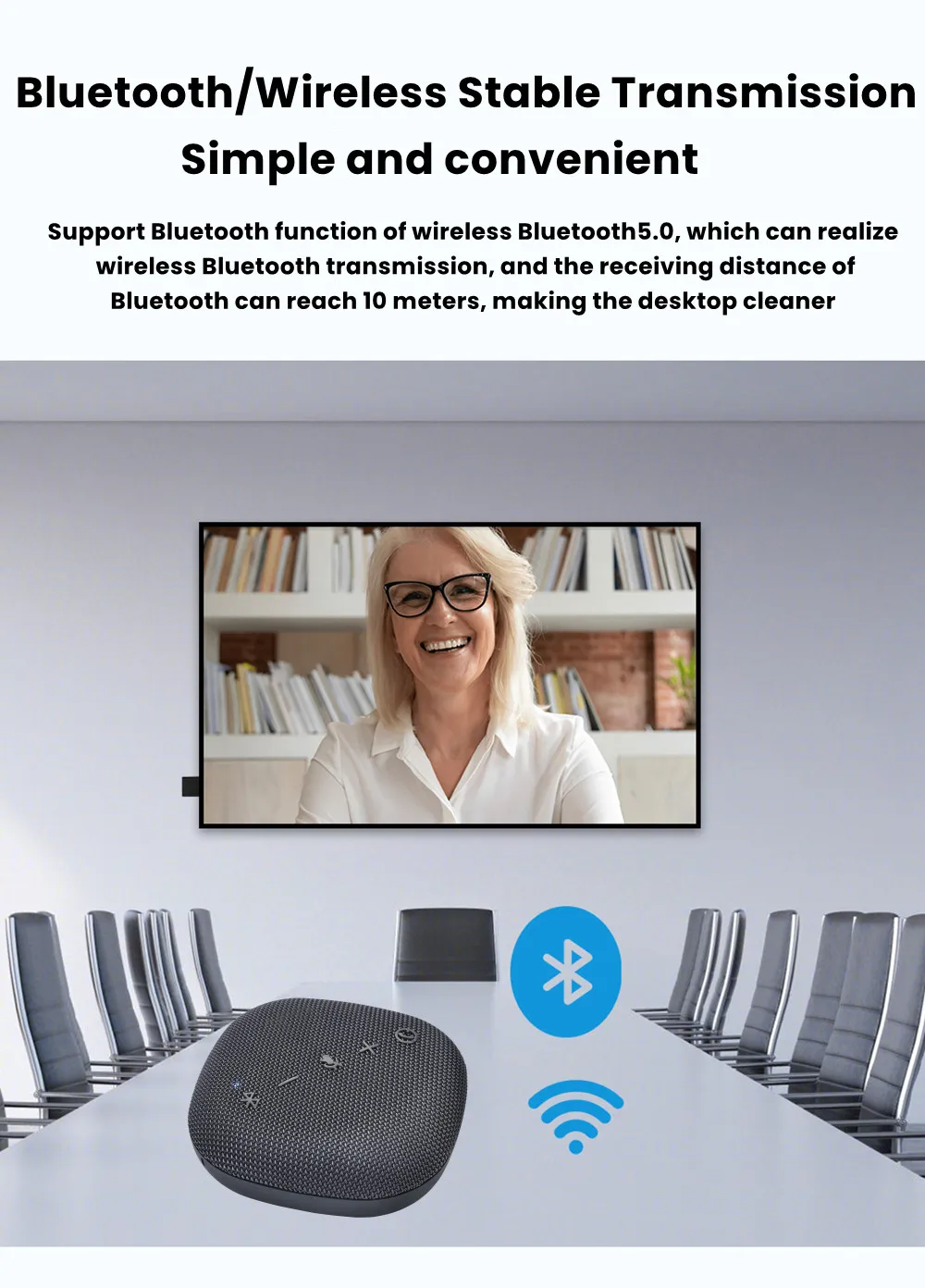 360&deg; Omni-directional Microphone 5M Radius Pickup Wireless Conference Speaker wireless conference speaker USB Bluetooth Microphone for Conference Meeting