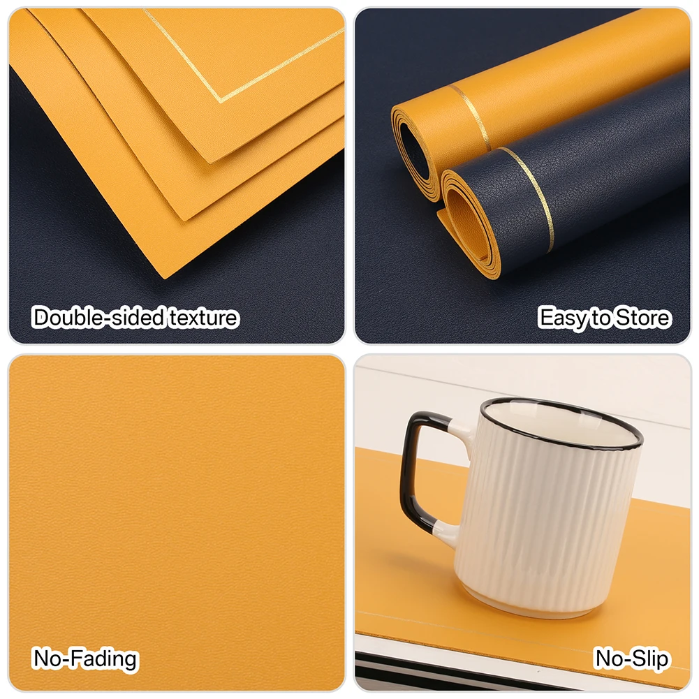 Faux Leather Placemats and Coaster Sets of 4 Dual-Sided PU Table Mat Hot Resistant Place Mats for Dining Table Christmas Décor: 3 - 5 Days Free Delivery Only UK