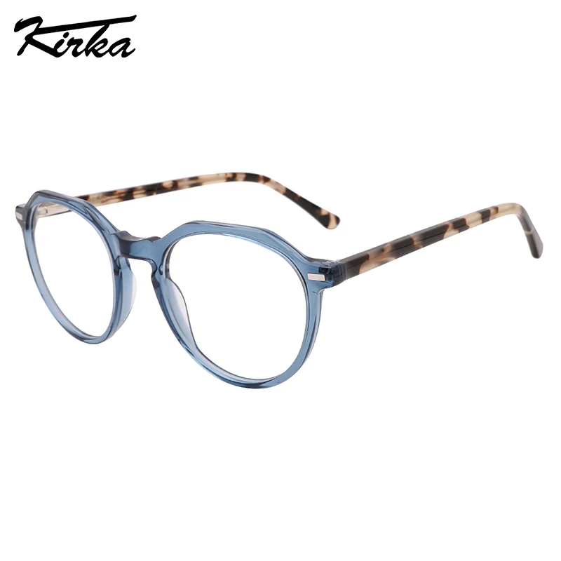 

Kirka Unisex Eyewear Acetate Round Shape Frame Optical Glasses Classical Transparent Color Design Thin Temple Glasses WD1433