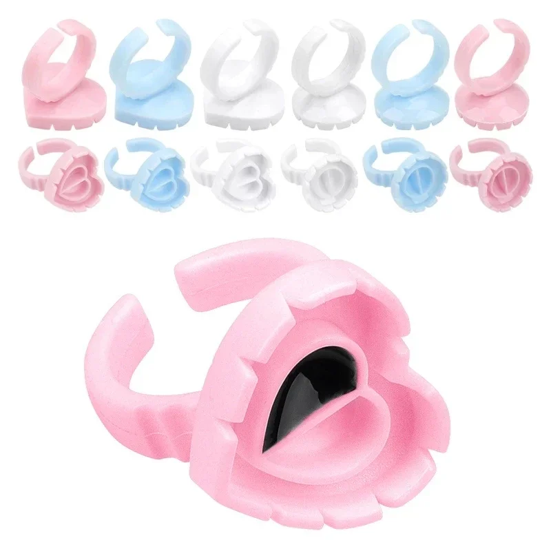 

Lash Extension Glue Holder Ring Eyelash Adhesive Glue Tattoo Pigment Container Ink Pallet Holder Ring 100pcs/bag