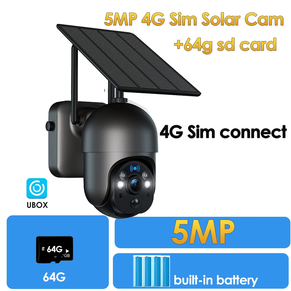 Solar Smart Camera +64G SDカード Amazon.com : 4G LTE Cellular Security Camera No Internet