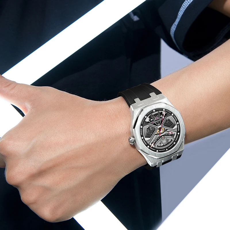 Welly Merck Automatic Mechanical Watches Water Resistant Man Stainless Steel Racing Speed Series Sapphire Octagonal Frame Watch