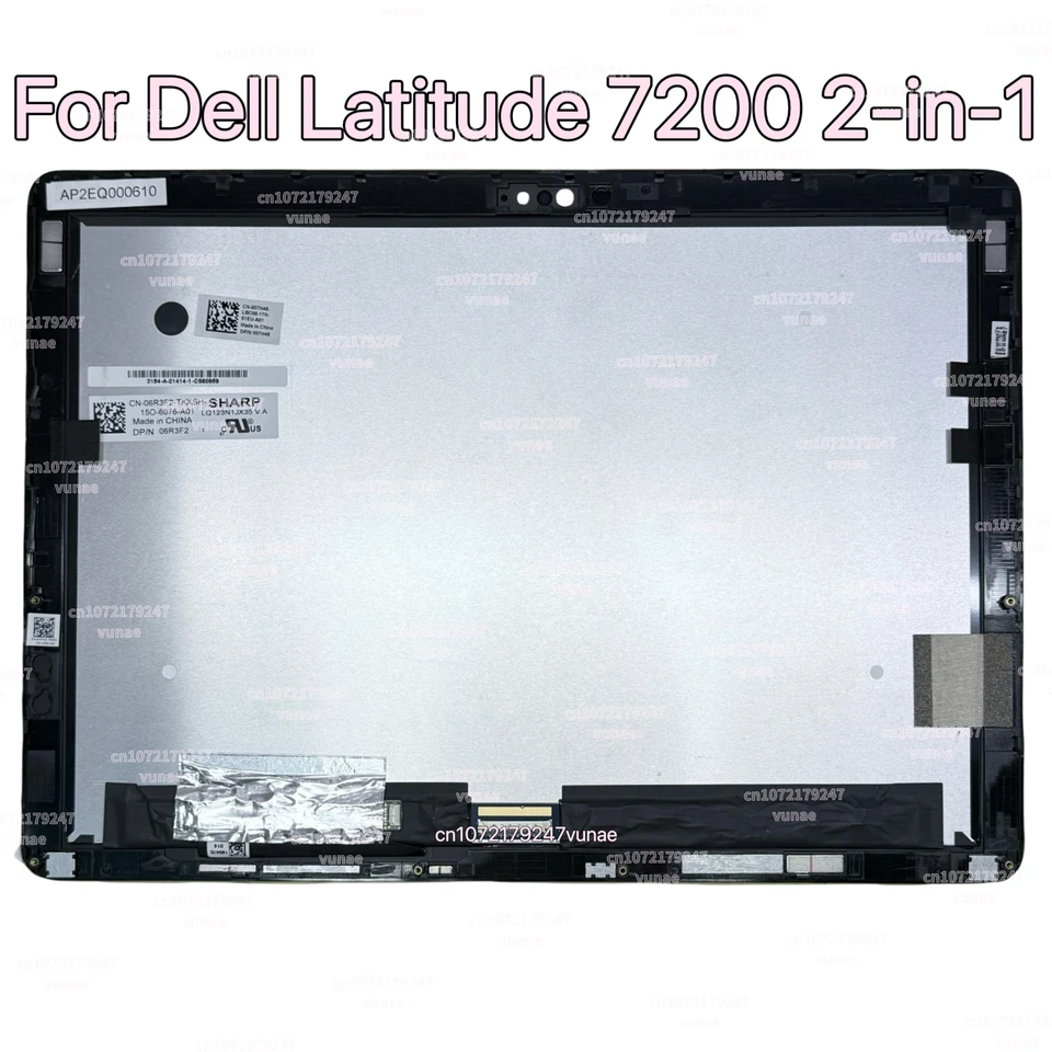 For Dell Latitude 7200 2-in-1 Display LQ123N1JX35 12.3'' FHD