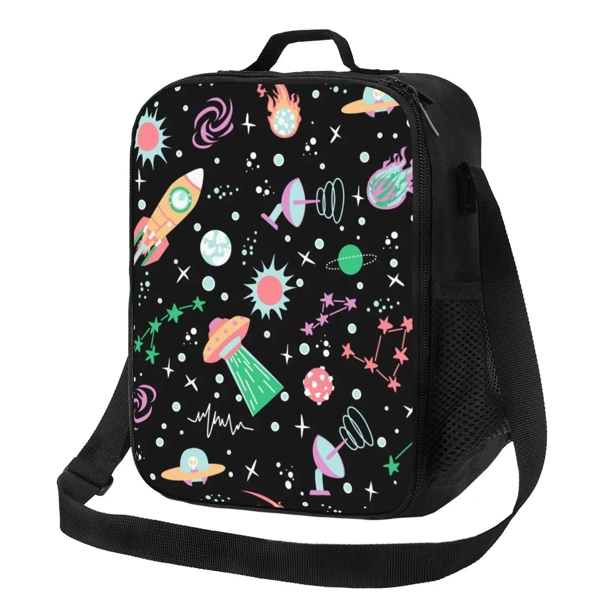 

Universe Astronaut Spaceship Thermal Insulated Lunch Bags Space Rocket Galaxy Planet Portable Tote for Multifunction Food Box