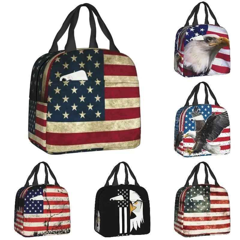 

Thin Red Line Firefighter Flag Insulated Lunch Bag for Work School Patriotic USA Portable Cooler Thermal Bento Box Children