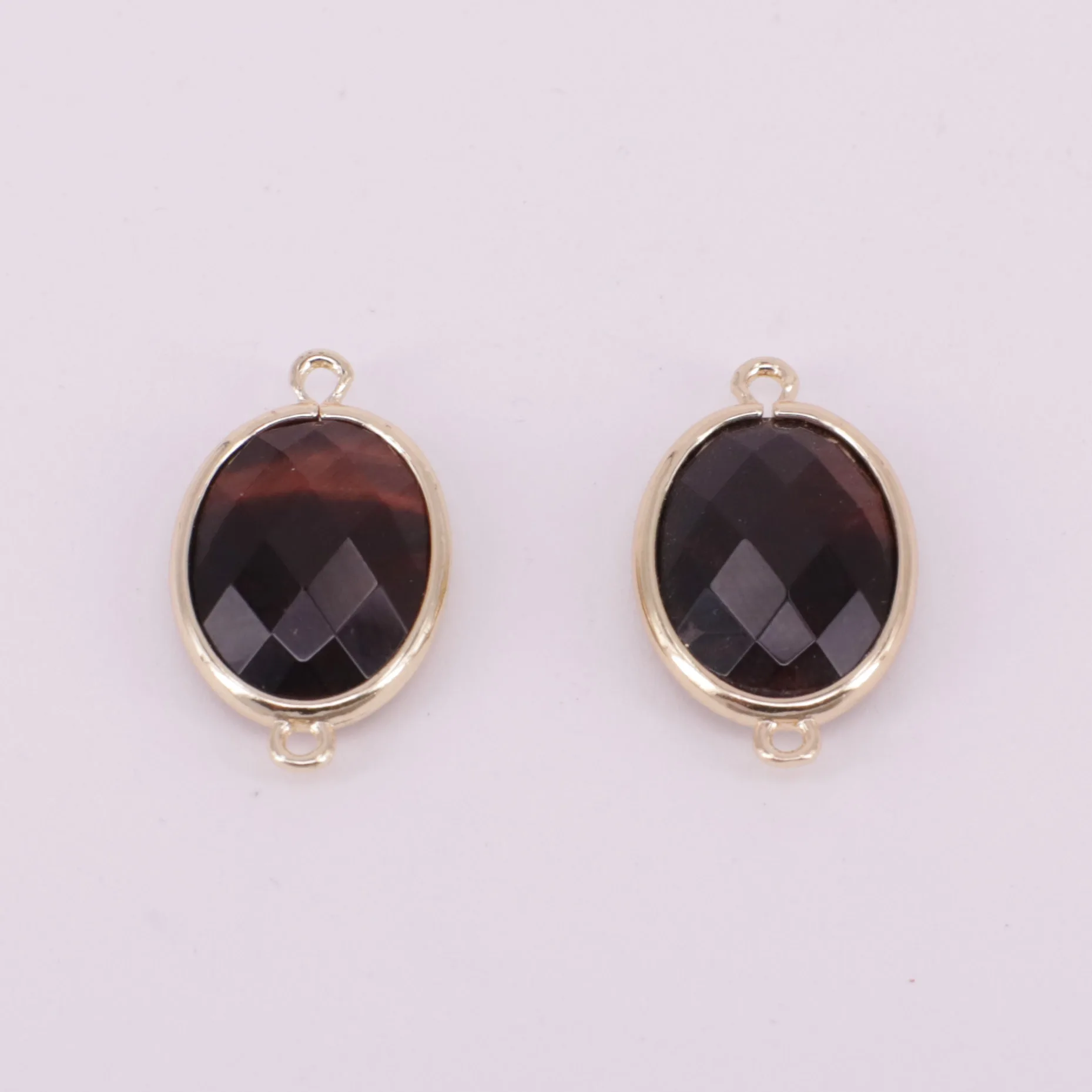 Gains 13x18MM Faceted Gemstone Oval Connector With Gold Plating Edge Jewelry Design Fitting  Accessories Free Shipping