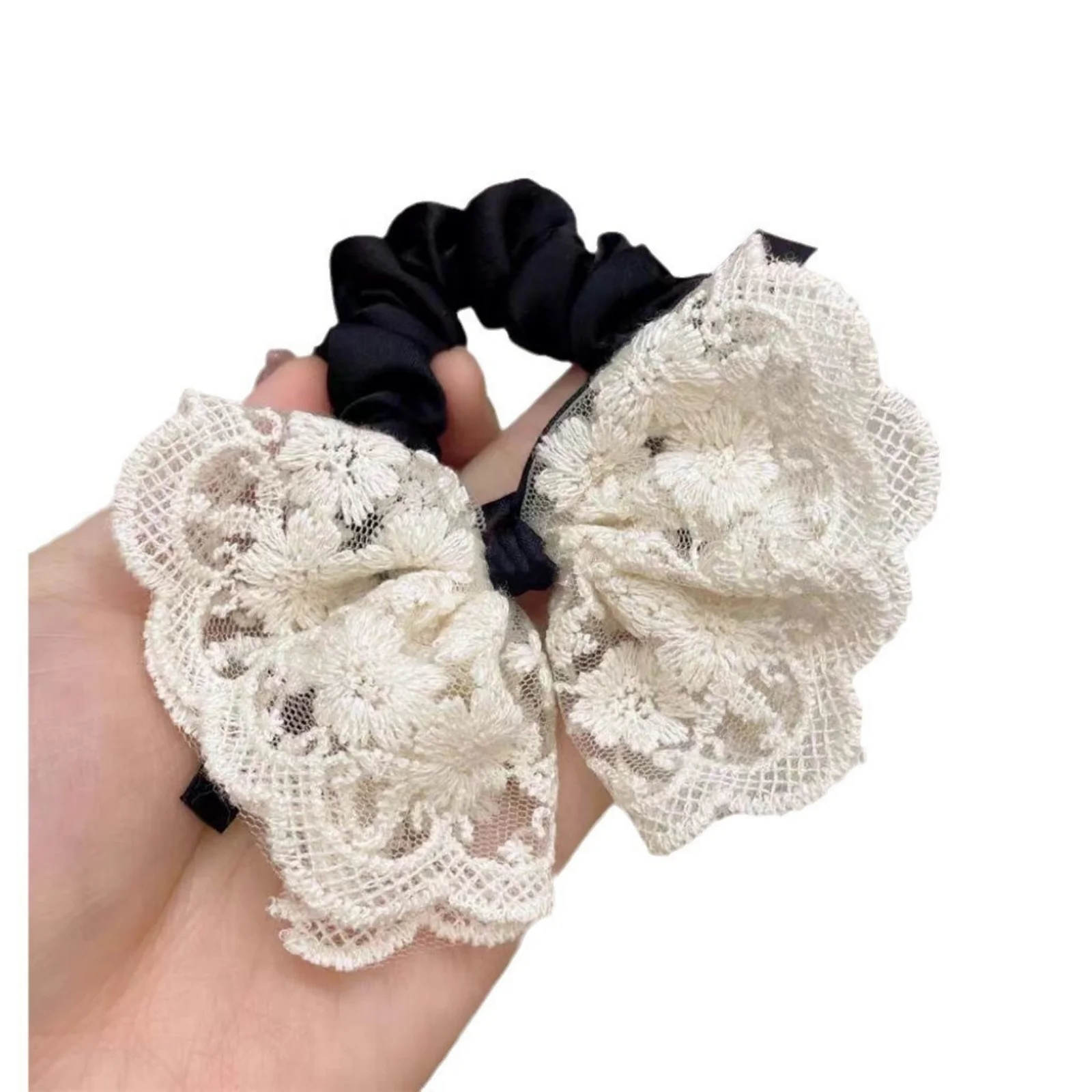 1PC Lace Bow Hair Tie, Cute Hair Accessory for Women, Elegant Hair Scrunchie for Daily Wear
