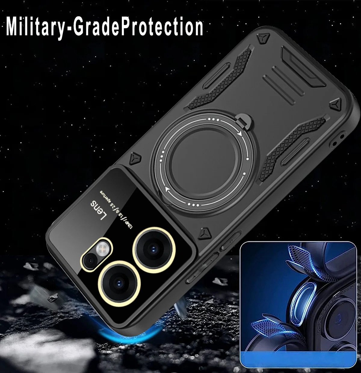 Shockproof Armor Lens Protection Case with Magnetic Wireless Charging