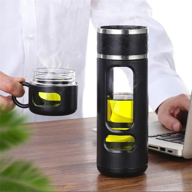 520ML Tea Water Bottle With Tea Filter High Borosilicate Glass Tea Water Separation Water Cup Portable Filtering Bottle Tumbler 5