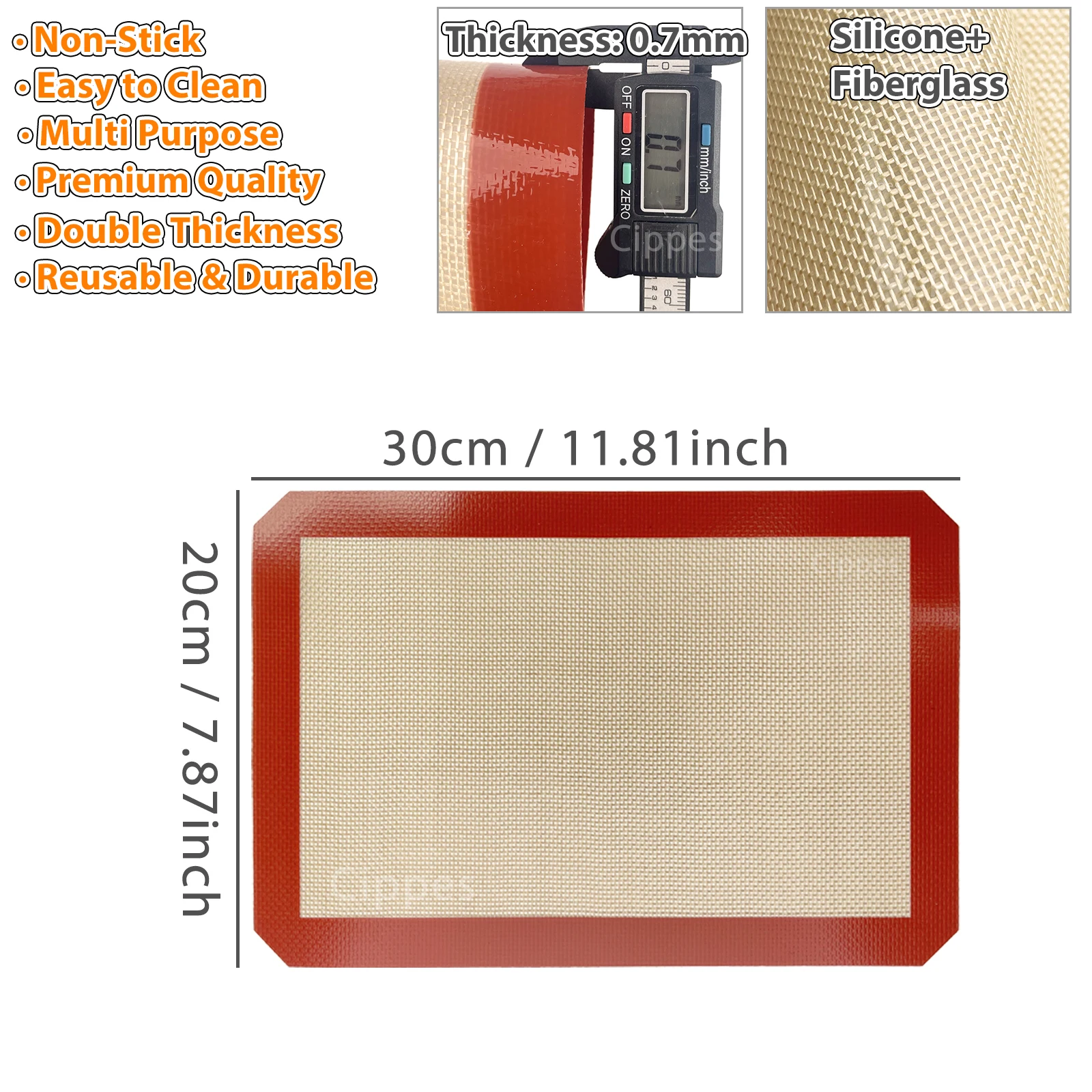 Silicone Non-Stick Reusable Baking Mats - Heat Resistant Sheet Liners for Pastry, Cookies, Macarons, and Cakes