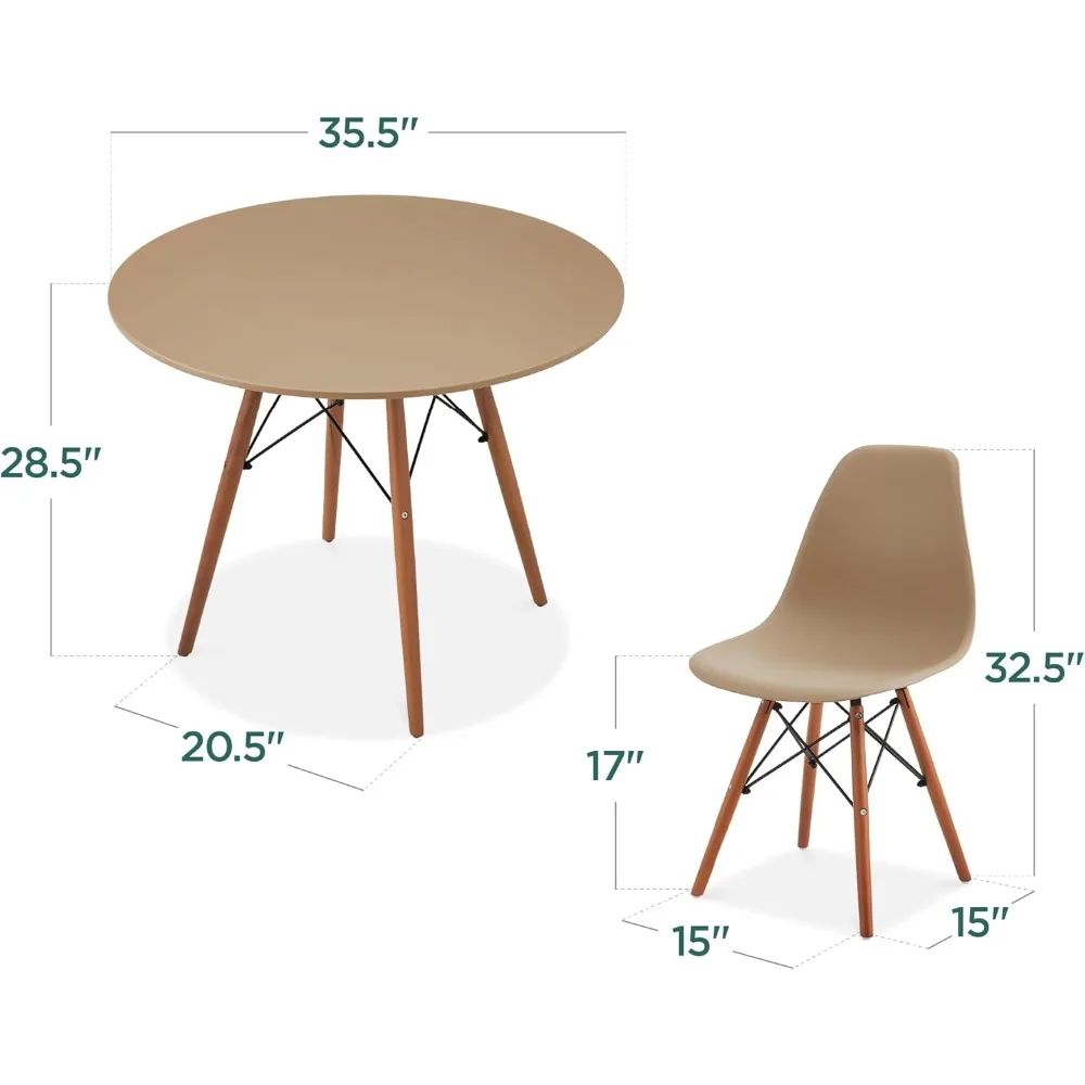 5-Piece Dining Set, Compact Mid-Century Modern Table & Chair Set for Home, Apartment w/ 4 Chairs 2