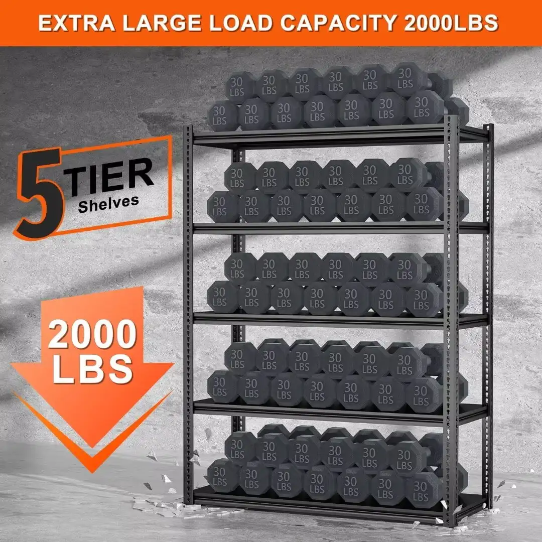 5 Tier Garage Shelving Heavy Duty Steel Shelving Unit 2000LB Capacity Adjustable Metal Storage Rack 36"W X 16"D X 72"H 3