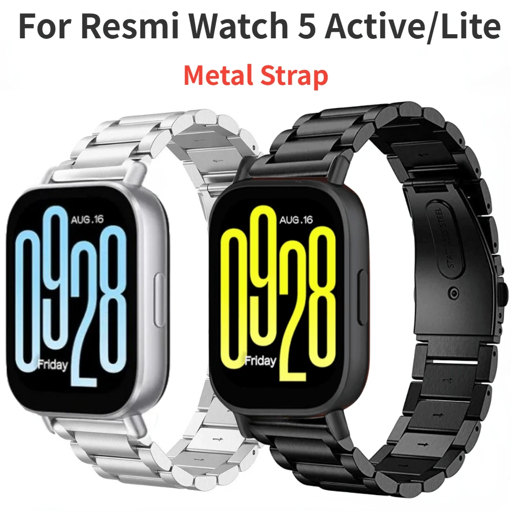 Metal Strap for Redmi Watch 5 Active Stainless Steel Adjustable Bracelet Band for Redmi Watch 5 Lite Sport Smart Band Belt