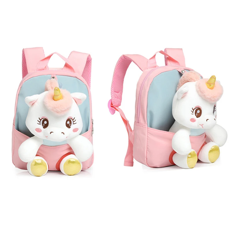 Plush 3D Unicorn Backpack for Girls Kids Children SchoolBag Cute Cartoon School Bags Kindergarten Preschool Baby Shoulder Bag 4