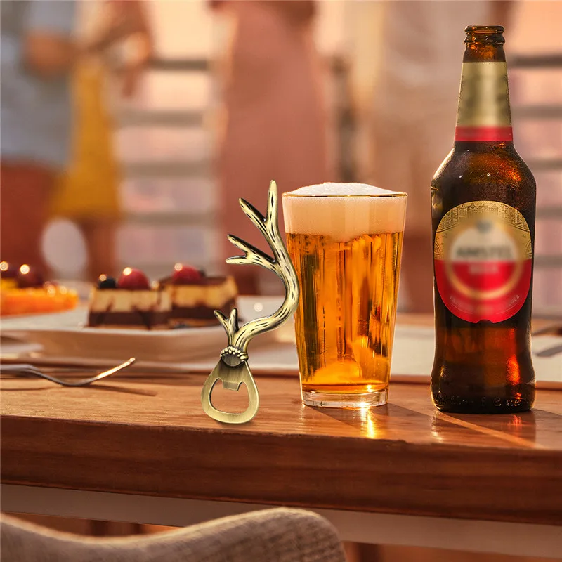 Kreatives Hochzeits-Barset: Flaschenöffner in Elchform aus Metall für Bier und Getränke, Werkzeug für Party, Club, Küche, Korkenzieher-Gadget – Detail 4