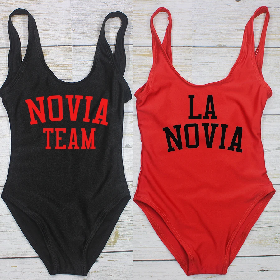 S-3XL One-Piece La Novia Swimsuit Women Spanish Novia Team Swimwear Wedding Bathing Suit Girls Hen Bachelor Party Swimming Suit one piece swimsuit women swimsuit