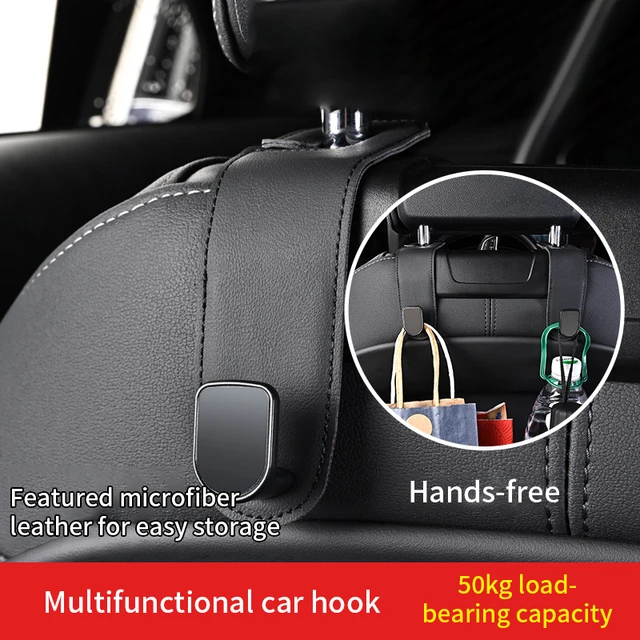 Leather Car Seat Back Hook Headrest Hanger Car Bag Pouch Clothes Hanging  Hooks Duarable Fastener Clip Interior Accessories - AliExpress