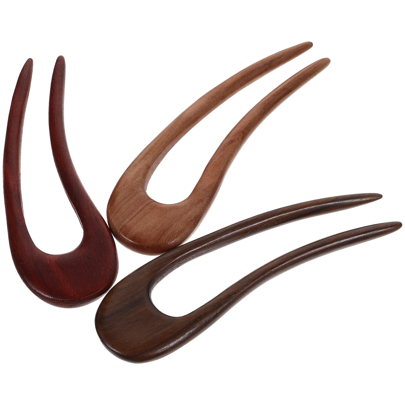 3 Pcs Hairpin Green and Black Sandalwood U-shaped Ancient Style Modern Simple 115cm 3pcs Miss Decorative 4
