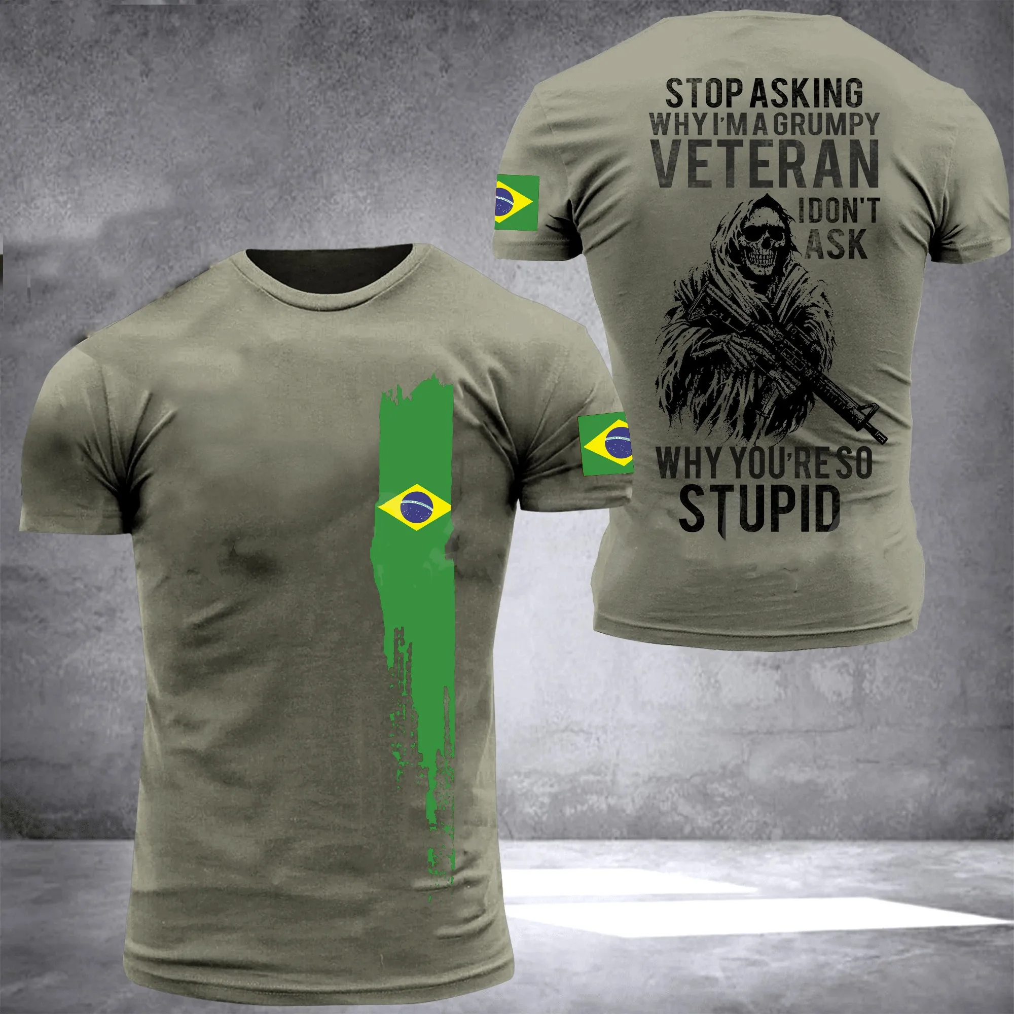 

New Summer Veteran Men's 3D Printed T-shirt Spain Portuguese Brazilian Soldiers High Quality Special Forces Casual Plus Size Top