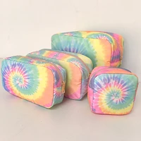 Trendy Gradient Canvas Cosmetic Pouch Sun Flower Printing Nylon Waterproof Makeup Bag Lipstic Toiletry Women Storage Organizer 1
