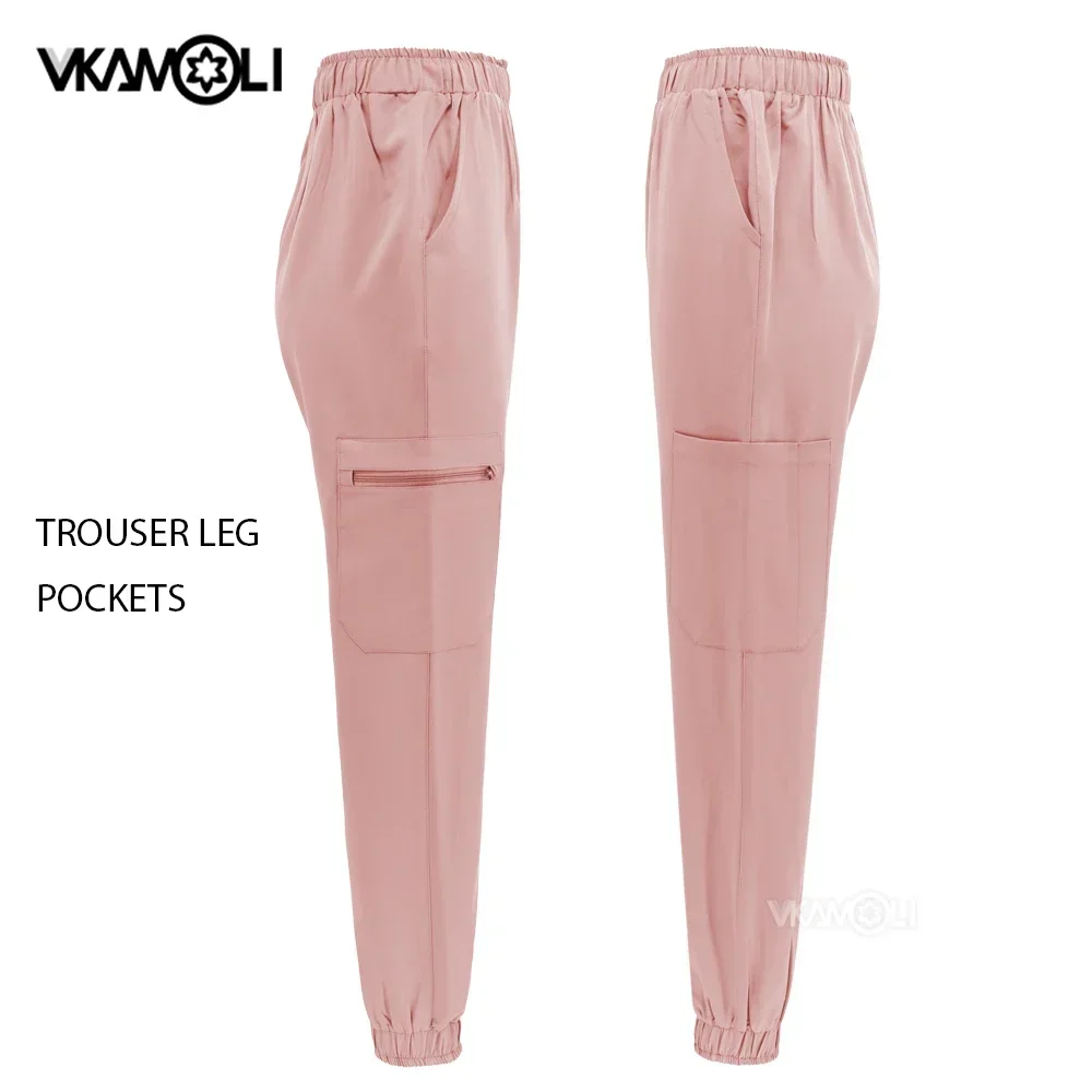 Medical Scrubs Jogger Pants Men and Women Solid Color Stretch Elasticity XS-XXL for Medical Dental Clinic Vet Working