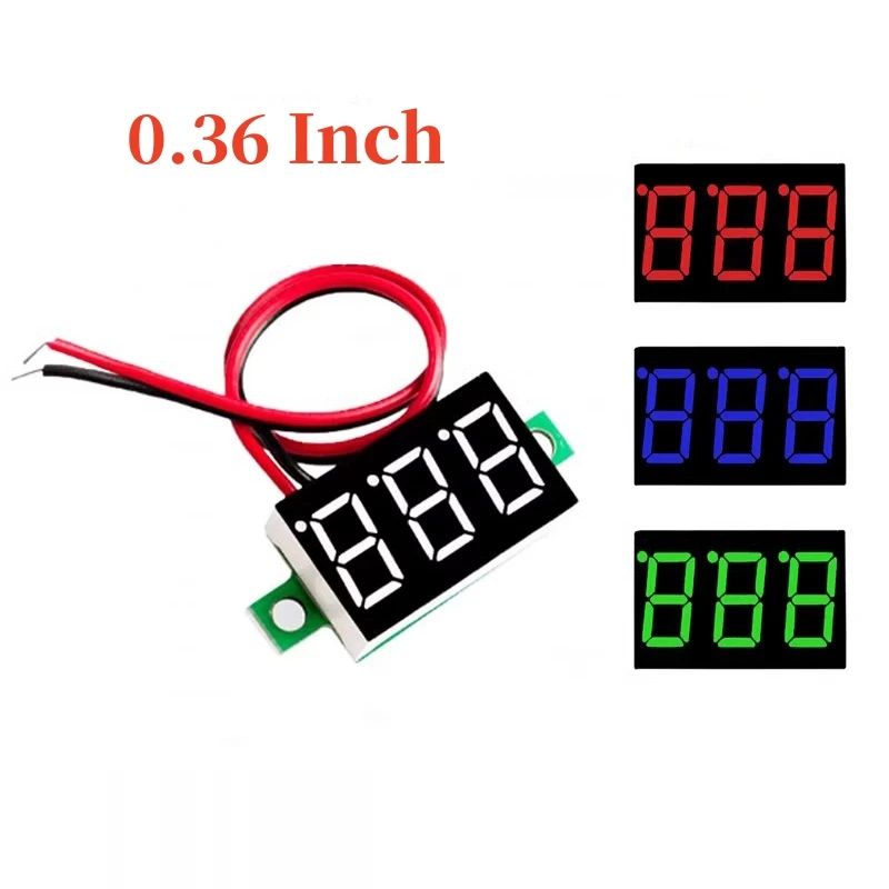 

2~200Pcs 2-wire Voltmeter 0.36 Inch DC4.5V30V DC Voltmeter Head Motorcycle Voltmeter Cigital Display Meter