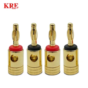 2PCS 4 มม.ทองแดงบริสุทธิ์ปลั๊กกล้วยชุบทองสําหรับ Audio Video สายลําโพงอะแดปเตอร์ขั้วต่อชุด 1