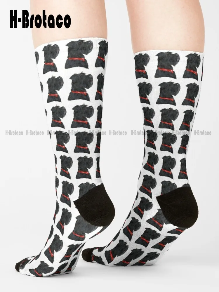 

Miniature Black Schnauzer Head Shot Socks Personalized Socks Comfortable Best Girls Sports Retro Cartoon Street Skateboard Socks