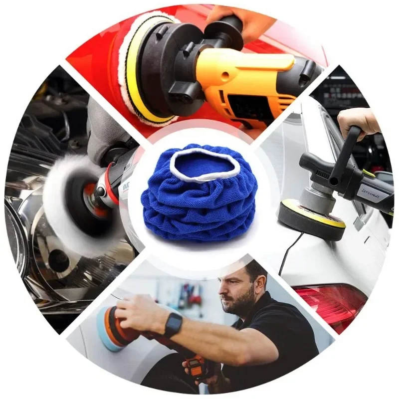 Car Polishing Pad Car Polish Pad Car Polishing Sponge Microfiber Car Waxing Polishing Sleeve 5-10 Inches Polisher Pad Wash er Waxing Sleeve Auto Body Care Cleaning Accessories