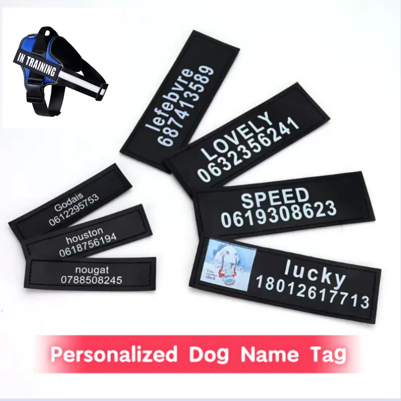 2PCSPersonalizedDogNameTagReflectivePetHarnessCollarIDLabel