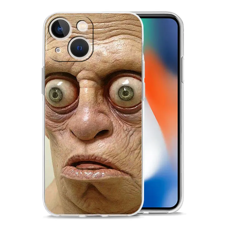 Soft TPU Transparent Phone Case Cover with Humorous Ugly Man Design