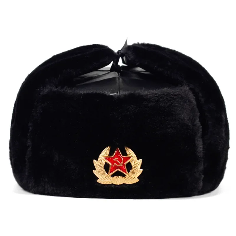 

Fashion Wild Winter Warm Ski Caps Soviet Badge Lei Feng Hat Windproof Waterproof Men Women Outdoor Hat Thick Earmuffs Warm Hats