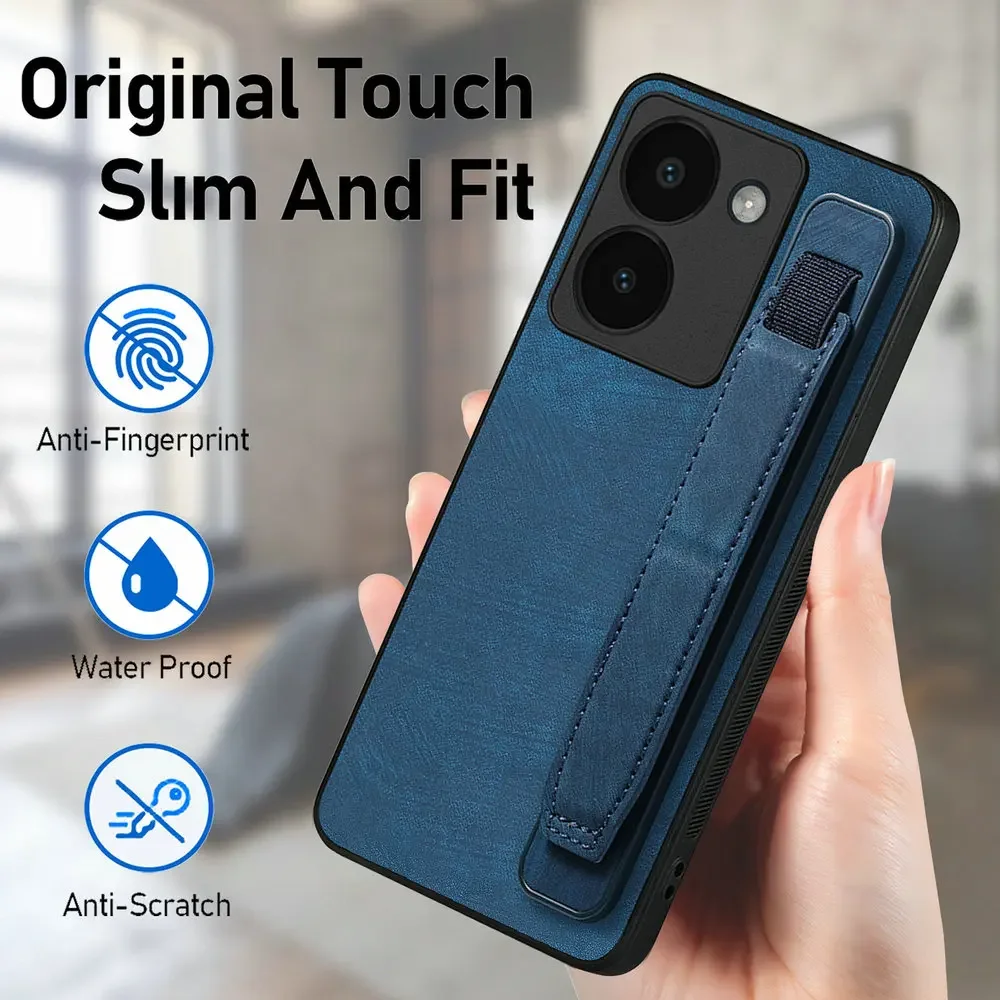 Luxury Leather 360° Protective Case with Wrist Strap & Lens Protection