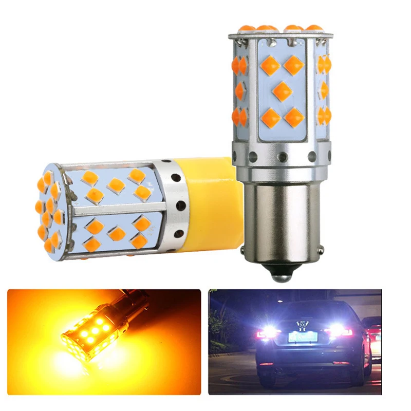 

2Pcs BA15S P21W LED No Hyper Flash Amber Yellow T20 W21W 7440 WY21W 1156 BAU15S PY21W LED Bulbs Car Turn Signal Light 12V