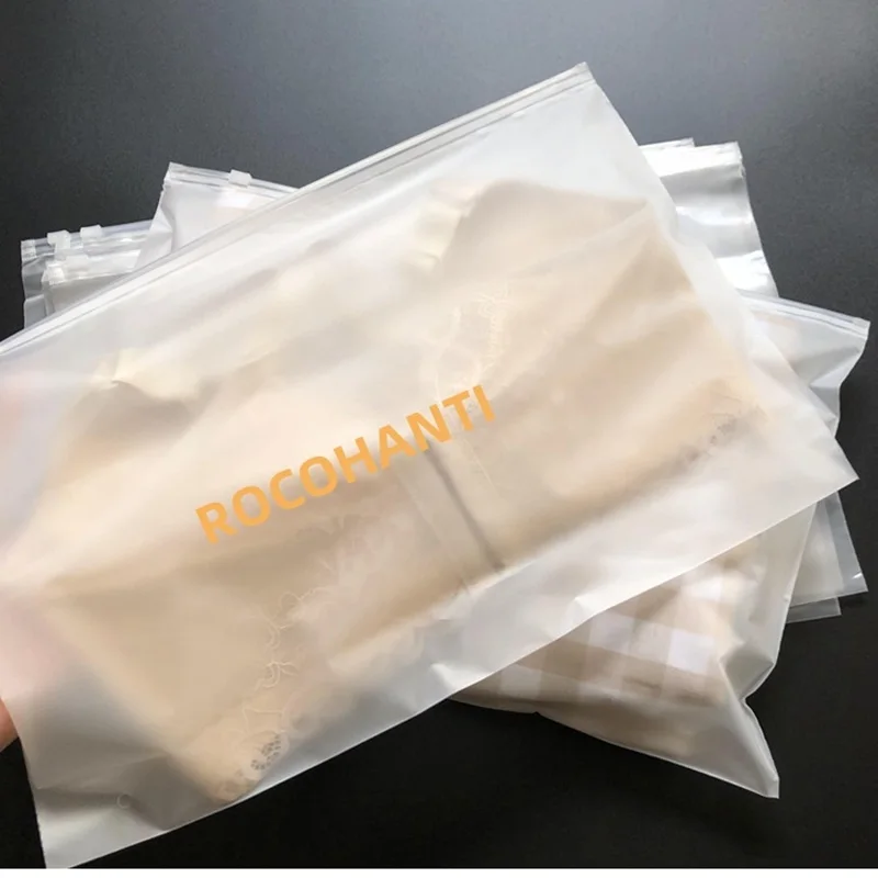 100pcs Frosted zip seal ziplock plastic bags for clothes underwear