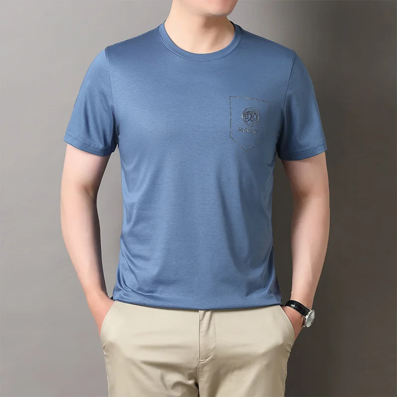 

2022 Summer Round Collar Mens T-shirts High Quality Short Sleeve Diamond Printed Casual Male Tees Slim Fit Simple Man Tshirts