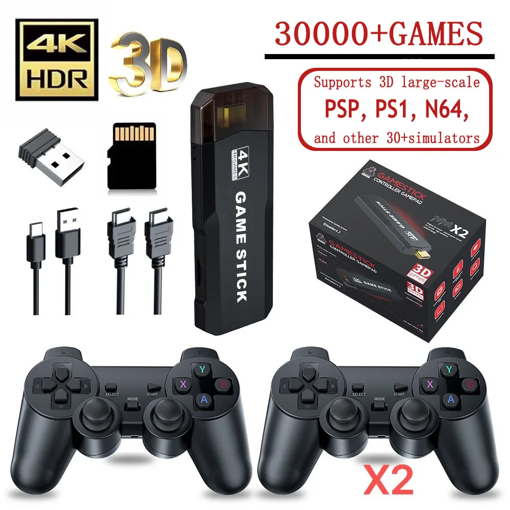 Consola de videojuegos X2 Plus GD10 Pro 4K HD, consola de videojuegos Retro 3D con 30000 juegos integrados, más de 40 simuladores con controlador inalámbrico