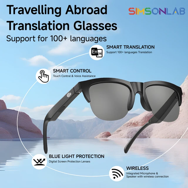 2025 AI Translation Smart Glasses IP4 Bluetooth Call Headphones UV Protective Lenses Connected Bezel Outdoor Sports Sunglasses 1 2025 AI Translation Smart Glasses IP4 Bluetooth Call Headphones UV Protective Lenses Connected Bezel Outdoor Sports Sunglasses 1