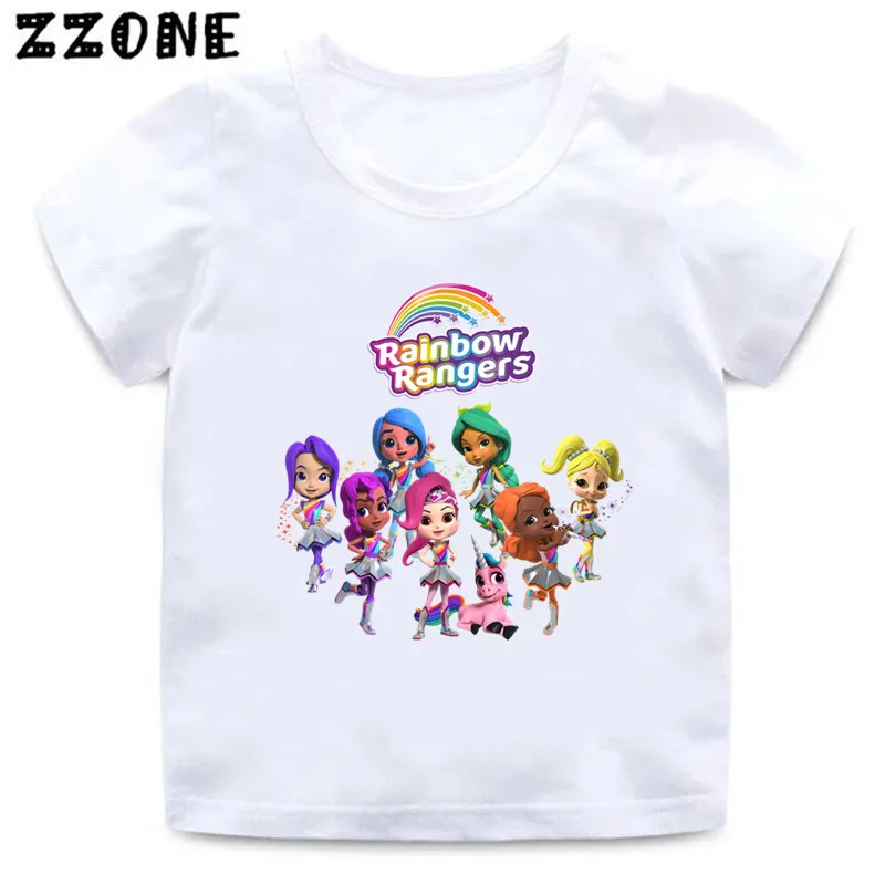 Rainbow Rangers Cartoon Vendita Calda T-Shirt Per Bambini Divertente Carino Neonate Vestiti Estate Manica Corta T-Shirt Per Bambini Top, Hkp5472