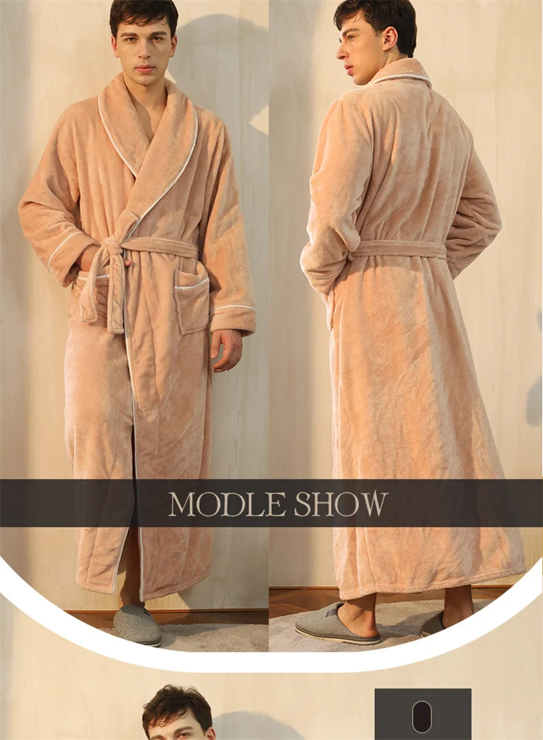 Plush Flannel Bathrobe for Women Long, Warm, Winter Night Robe 70