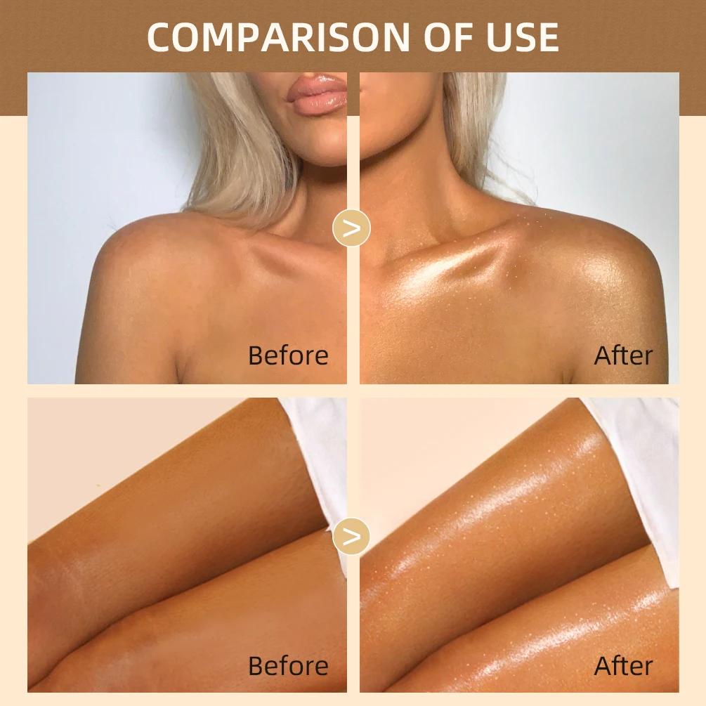 QIBEST 5 Colors Body Face Liquid Highlighter Glitter Makeup Glow Face Contour Shimmer Illuminator Ginger Highlight Cosmetics 3