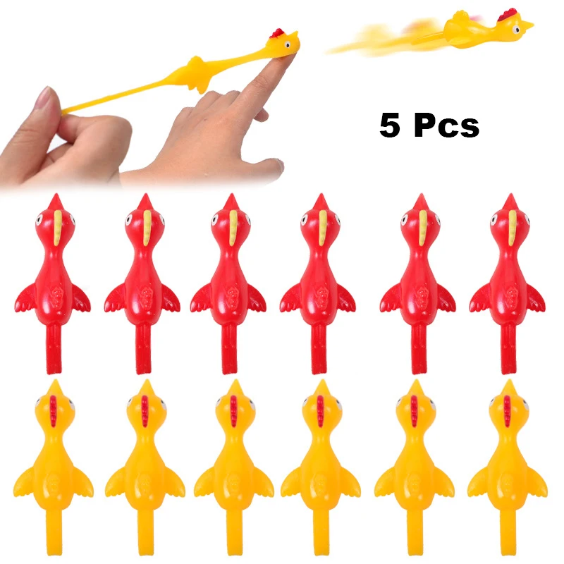 

5 Pcs Novelty Funny Catapult Chick TPR Fun Soft Rubber Toys Children Decompression Catapult Chick Toys Children Prank Toys