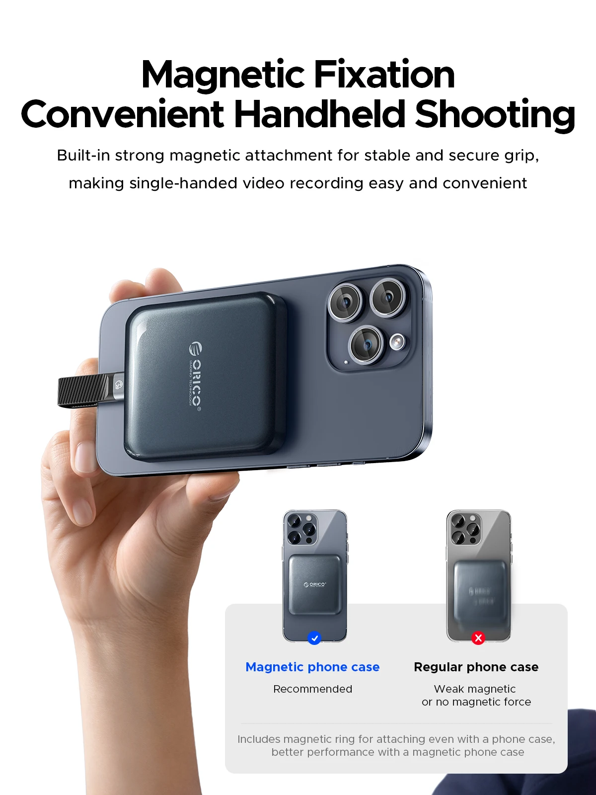 ORICO 마그네틱 휴대용 SSD, 4K ProRes 비디오 녹화 지원, 아이폰 15 프로 시리즈 외장 솔리드 스테이트 드라이브, USB3.2, 20Gbps